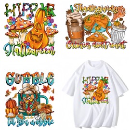 3 Sheets Thanksgiving Iron on Autumn Turkey Mushroom Pumpkin Design Iron on Patches Autumn Theme Heat Transfer Vinyl Stickers Fall Iron on Appliques for T-Shirts Clothes Pillows Backpacks DIY Crafts