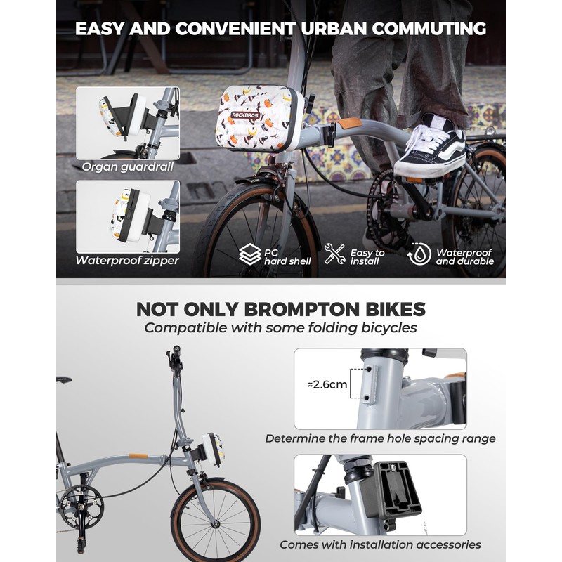 ROCKBROS Handlebar Bag for Brompton Waterproof Frame Bag Folding Bike