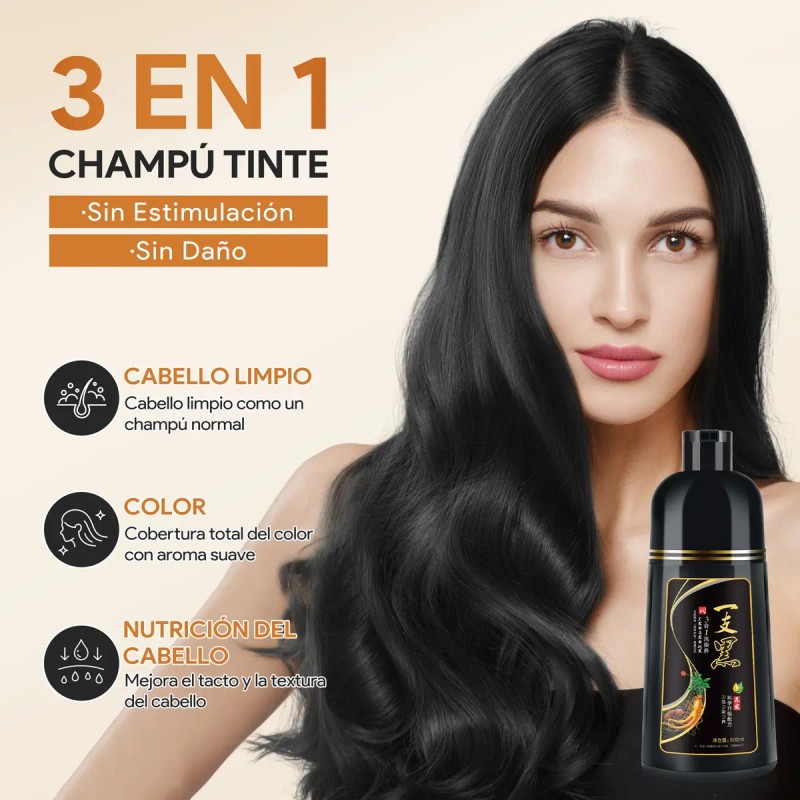 Shampoo Tinte Instantáneo Cubre Canas 3en1 Natural Jengibre