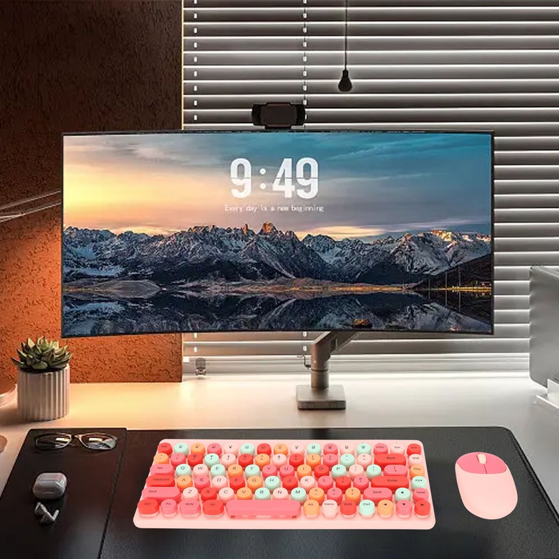 Wireless Keyboard Mouse Combo 2.4GHz Wireless Mouse 86 Keys Colorful