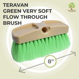 Teravan Green Obround Flow Thru Brush-Car Wash Brush with Very Soft Bristles-Cleaning Brush for RVs,Trucks and Boats (8 Inch)