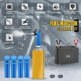 Fuel Injector Cleaner Kit 4 Size Universal Injector Flush Cleaner Adapter Cost-saving Fuel Injector Tester Anti-corrosion Fuel Injector Cleaner Tool DIY Cleaning Tool Kit with 40inch Test Lead 12V 24V