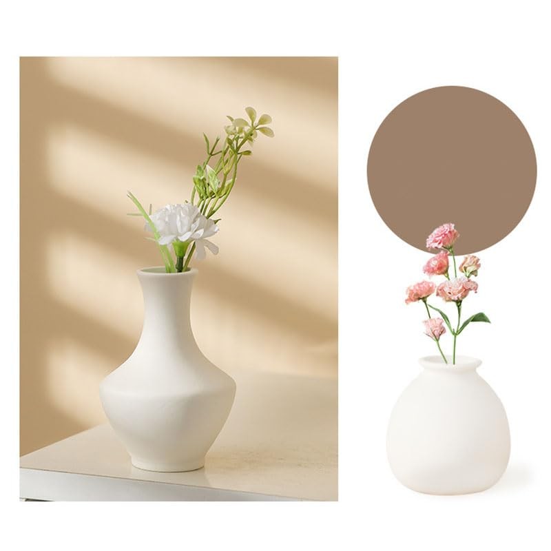 Daittin 3-Piece Mini Ceramic Bud Vases Set - Small White