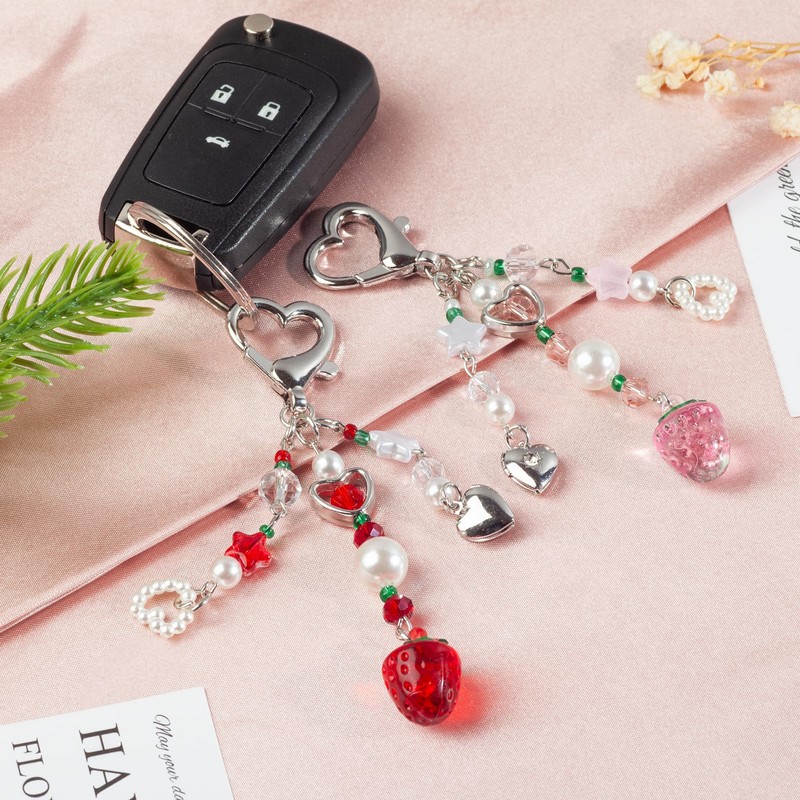 JOYSTOR Cute Strawberry Keychain,Y2K Accessories, Kawaii beaded Bag Charms for