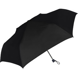 Nakatani Natural Basic Folding Umbrella, Fast Shut, Black, Plain, 723-050, Manual Opening, Shape Memory Treatment, 21.7 inches (55 cm)