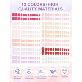 EBANKU 12 Pack Kid Fake Nail, 288 Pieces Kids Short Glossy Press on Nails Short Full Cover Fake Nails for Girls with Nail Glue