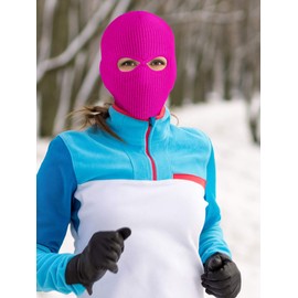 SATINIOR 2-Hole Knitted Ski Mask Full Face Mask Cover Neck Gaiter Winter Balaclava Warm Knit Beanie for Outdoor Sports(Medium,Rose Red)