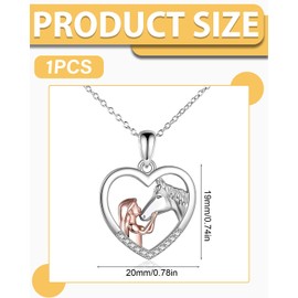 FDCGAS Horse Girl Gift, Girls and Horse Necklace Silver Heart Pendant Necklace Gifts for Girls Women Girlfriend Wife Mother Daughter Horse Lovers Gifts (1)