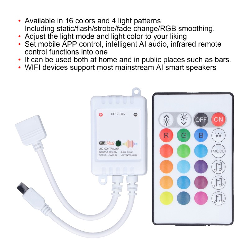 24 Keys Smart LED Remote Control RGB Wireless Controller 16