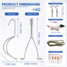 40 Pack Cabinet Door Painting Hangers & Wall Mount Hooks Rope Pulley System