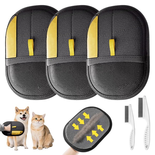 3 Pcs Pet Hair Removal Glove for Cats,Newly Upgraded Reusable