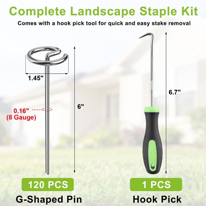 Yalumo Landscape Fabric Pins 120 Pcs, Thickened 8 Gauge Galvanized