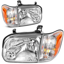 AUTOSAVER88 Headlight Assembly Compatible with 2005-2006 Tundra Limited/ SR5 (Double Cab only) 2005 2006 2007 Sequoia Black Housing Clear Lens Clear Reflector (Not suitable for Regular/Assess Cab)