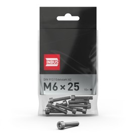 INBUS® Cylindrical Screws with Hexagon Socket M 6 × 25 (DIN 912 / ISO 4762, A2 Stainless Steel) Pack of 10 — The Original