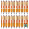 Libetui Set of 50 Ergonomic Ballpoint Pens, Orange Retractable Ballpoint Pens, Blue Large Refill, Office Practice, University, Household Ballpoint Pen, Set of 50 Ballpoint Pens, Orange