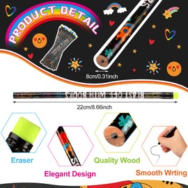 200 Pcs Bulk Reading Rocks Wooden Incentives Pencils for Kids Fun Pencil with Eraser for Kids Assorted Style Black Reading Novelty Classroom Student Reward Gift Party Favors