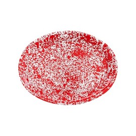 Crow Canyon Home Enamelware Oval Platter, 17.5 inch, Red/White Splatter