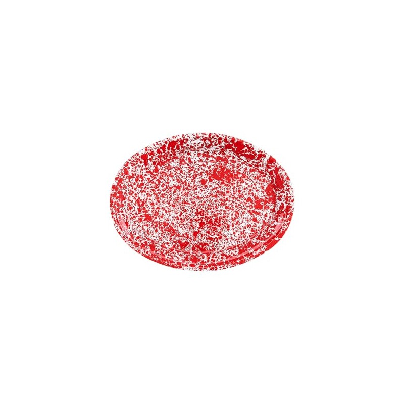 Crow Canyon Home Enamelware Oval Platter, 17.5 inch, Red/White Splatter