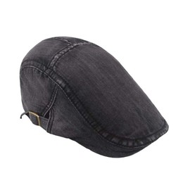 Quanhaigou Unisex Denim Newsboy Hats Flat Ivy Gatsby Cabbie Driving Berets Hat Cotton Dad Cap for Men Women (Hat-Denim Black)