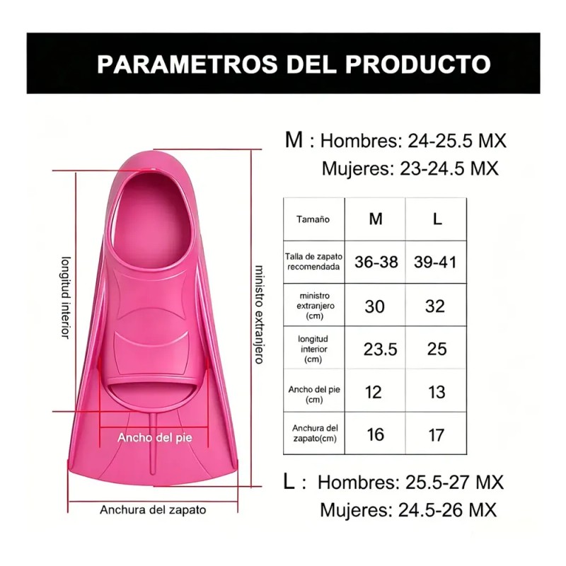 Aletas Cortas De Buceo Antideslizantes Para Hombres Mujeres Rosa roja