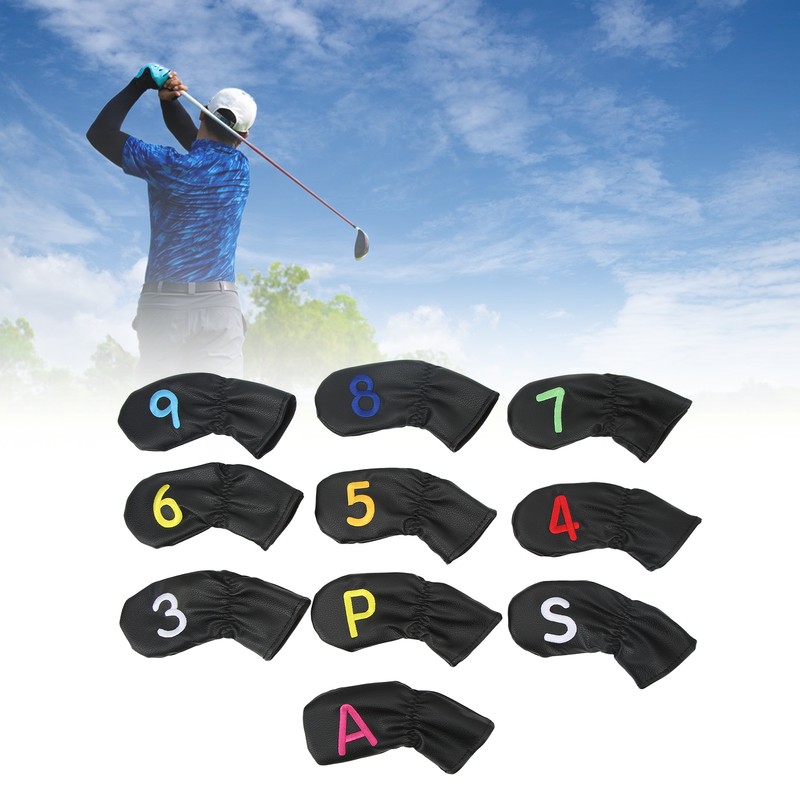 10Pcs Golf Head Cover Club Headcover Waterproof PU Elastic Closing