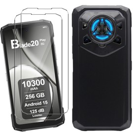 HuiYouMY Handyhülle Kompatibel mit Doogee Blade 20 Play Hülle Schwarz mit 2 Stück Panzeglas Schutzfolie, Weich Black Schutzhülle Starker Schutz Silikon Case TPU Cover (6.6")