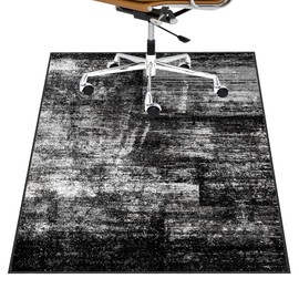 Office Chair Mat, 48”X60” Low Pile & Easy Glide Computer Chair Mat, Sturdy Edge Desk Chair Mat for Hardwood Floor, Black-Gray Office Rug Easy to Clean, Non-Slip Backing Floor Mat for Office Chair