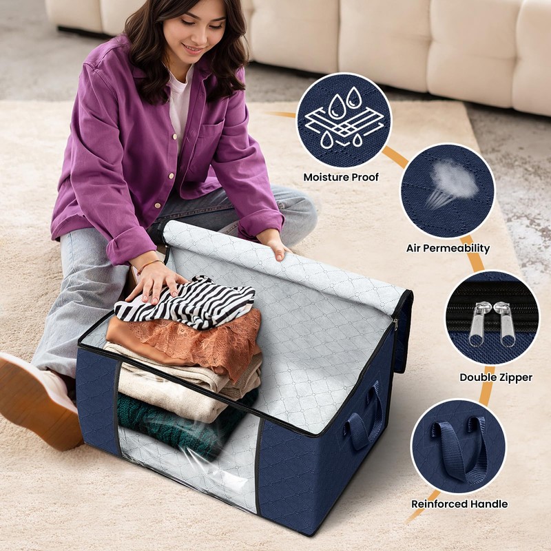 Fab totes 8 Pack Clothes Storage, Foldable Thick Fabric Blanket