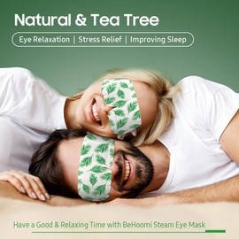 BeHoomi 30Packs Steam Eye Mask, Heated Eye Mask Warm Compress for Eyes, Self Heating Disposable Steam Mask for Home Sleep, Spa, Travel Essentials & Relaxation Gifts, Stocking Stuffers (Tea Tree)