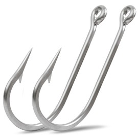 Saltwater Large Giant Shark Alligator Fishing Hooks Big Game Stainless Steel J Fishing Hooks Extra Strong Large Fish Hooks for Tuna Swordfish Catfish Size 5/0-20/0