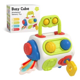 HNYUANJIAN 8-in-1 Montessori-Inspired Busy Cube: Montessori-Inspired Learning Toy for 2-3 Year Olds, Sensory Development Toy for Toddlers, Perfect Travel Companion for 18+ Months