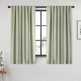 ANRODUO Blackout Curtains for Bedroom Living Room, Back Tab Thermal Insulated Room Darkening Curtains 63 Inches Long 2 Panels, Sage Green, 42 x 63 Inch