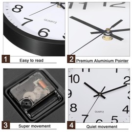 Inbagi 8 Pcs Wall Clock Bulk Large Silent Battery Operated Classroom Clocks Quartz Analog Non Ticking Wall Clocks Round for Office School Kitchen Classroom Home Bedroom Decorative(Black,12 Inch)
