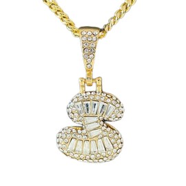 Charm Pendant - Jewelry Making DIY - Bracelet Gold Tone Clear Rhinestones Bubble Initial Alphabet Letter S Necklace