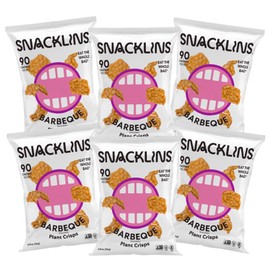 SNACKLINS Plant Based Crisps Barbeque Flavor cracklins - Gluten Free, Grain Free, 100% Kosher, Vegan Healthy Snacks, Crunchy Puffed Snack, Only 90 Calories Per Bag - .9oz Bag (Case of 6)