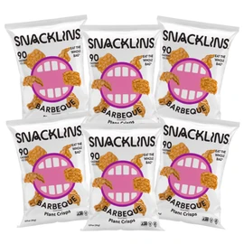 SNACKLINS Plant Based Crisps Barbeque Flavor cracklins - Gluten Free, Grain Free, 100% Kosher, Vegan Healthy Snacks, Crunchy Puffed Snack, Only 90 Calories Per Bag - .9oz Bag (Case of 6)