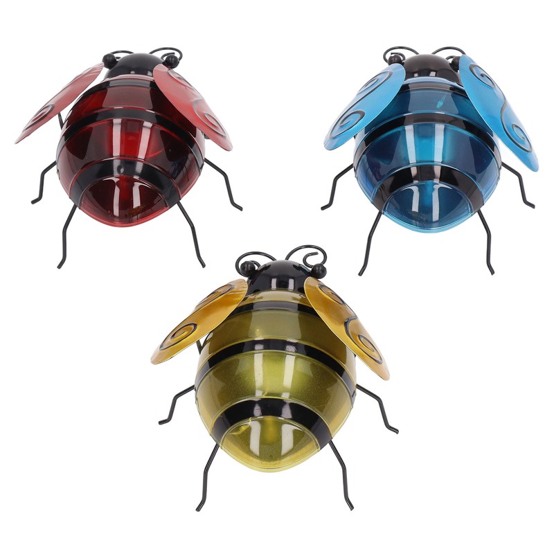 3pcs Solar Bee Lights Cute Innovative Iron Art Solar Powered