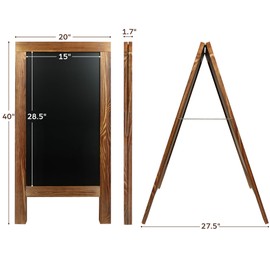 LotFancy Magnetic A-Frame Chalkboard Sign, Extra Large 20” x 40” Double-Sided Freestanding Chalkboard Easel, Sturdy Wooden Sidewalk Sign, Sandwich Board for Restaurant Party Wedding, Food Truck