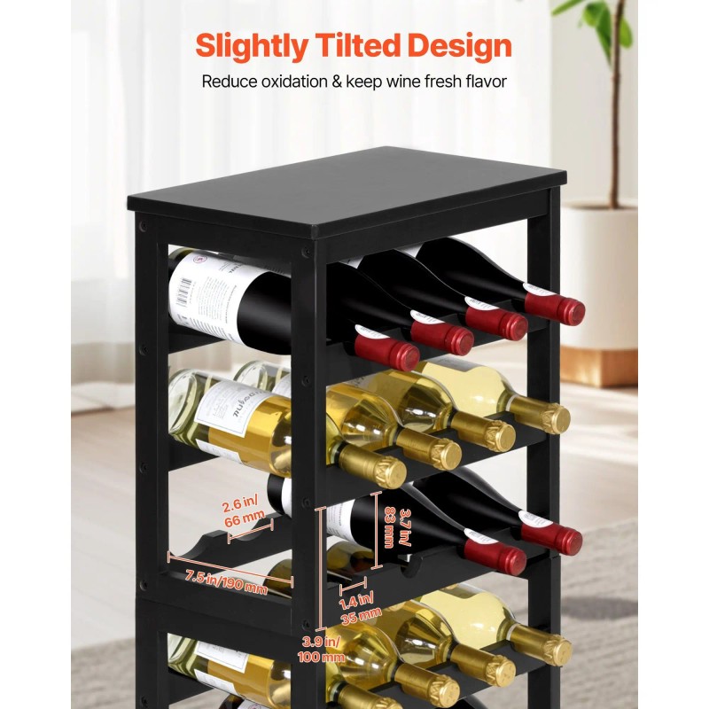 Black Wood Wine Rack 6 Tier 24 Bottle Detachable Free