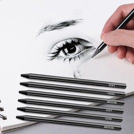 Charcoal Pencils for Sketching, Charcoal Pencils Set, Professional Sketching Pencils, Charcoal Set, Charcoal Pencils, Artist Pencils, Drawing Charcoal for Art Design, Sketching, 6 Pieces (2 Soft + 2