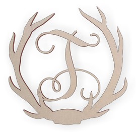 Jess and Jessica Wooden Deer Antler Monogram Letter T for Wall Decor or Door Hanger, Great for Gifts