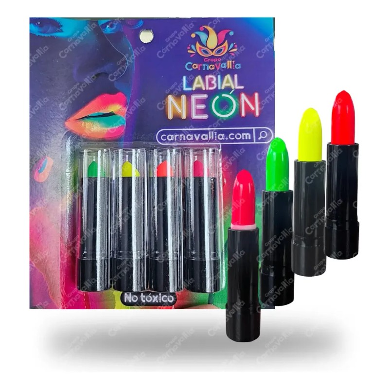4 Labiales Neón Luminoso Luz Uv Negra Lipstick Halloween