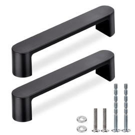 WEAVERBIRD Pack of 4 Cabinet Handles Black Drawer Handles Fittings Zinc Alloy Handles 3-3/4 Inch (96 mm) Hole Spacing, Handles for Kitchen Cabinets Furniture Handles Door Handle