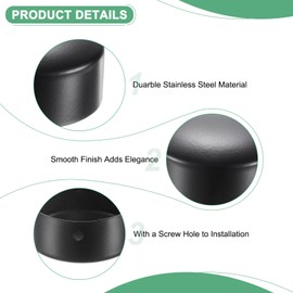 M METERXITY 4-Pack Handrail End Caps, 1.97 Inch/50mm Inner Diameter Stainless Steel Round Handrail End Caps for Furniture/Stair, Guardrail Tube End Cover [Black]