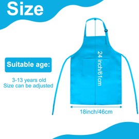 BOUBONI 5 Pcs Kids Apron with 2 Pockets Adjustable Kitchen Chef Apron Bulk for Cooking Baking Painting Crafting (Blue)