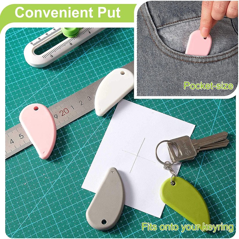 Ceramic Safety Cutter Green Pink White and Gray Fixed Box
