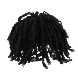 BESPORTBLE Short African Men's Twists Crochet Hair Extensions 1-Piece Braided Curly Wig Lightweight and Heat Resistant for Street Dance and Reggae Style
