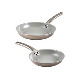 IMUSA 8” & 10” Stainless Steel Frying Pan Set with Gray Ceramic Non Stick Coating, 2 Ply Aluminum Construction, Oven Safe and Induction Compatible Skillet Duo