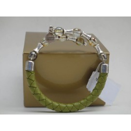 Alex and Ani Leather ROOTED MYSTERY WRAP, Fern Antiqued Beaded Wire Bracelet NWT