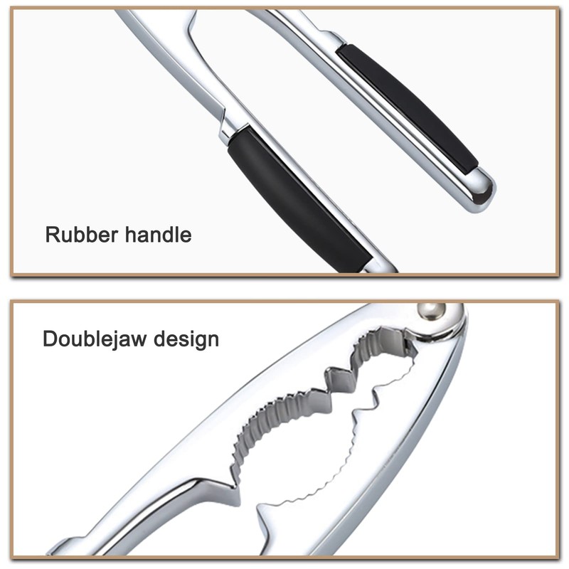 Nutcracker with Non-Slip Handle, 304 Stainless Steel Metal Nutcracker Walnut